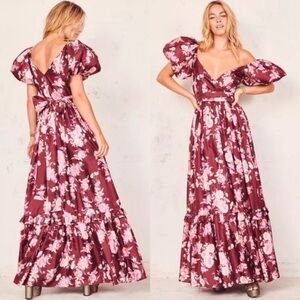 LoveShackFancy Ida Floral Puff-Sleeve Long Dress size 4